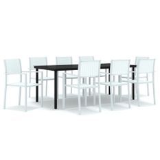 Ensemble de salle à manger de jardin 9 pcs Blanc