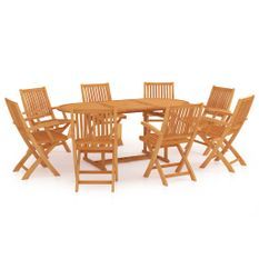 Ensemble de salle à manger de jardin 9 pcs Bois de teck massif 3