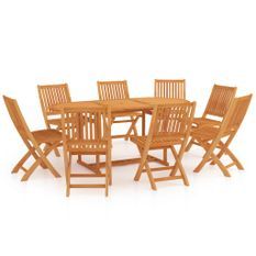 Ensemble de salle à manger de jardin 9 pcs Bois de teck massif 2
