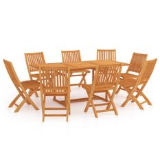 Ensemble de salle à manger de jardin 9 pcs Bois de teck massif 5