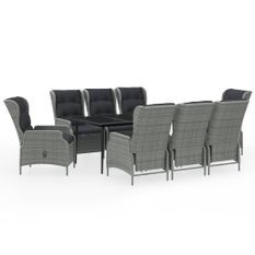 Ensemble de salle à manger de jardin 9 pcs Gris clair