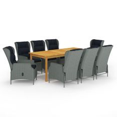 Ensemble de salle à manger de jardin 9 pcs Gris clair 7