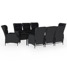 Ensemble de salle à manger de jardin 9 pcs Gris foncé 2