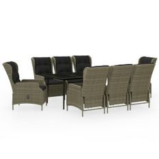 Ensemble de salle à manger de jardin 9 pcs Marron 2