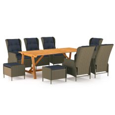 Ensemble de salle à manger de jardin 9 pcs Marron 16