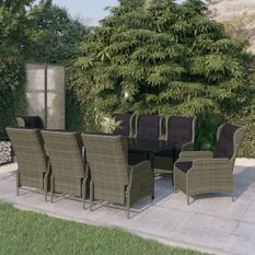 Ensemble de salle à manger de jardin 9 pcs Marron