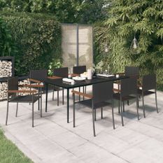 Ensemble de salle à manger de jardin 9 pcs Noir 11