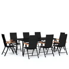 Ensemble de salle à manger de jardin 9 pcs Noir 8