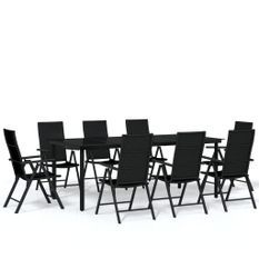 Ensemble de salle à manger de jardin 9 pcs Noir 5
