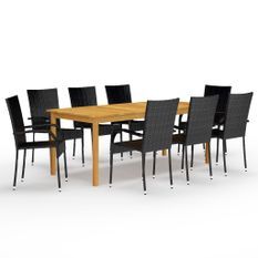 Ensemble de salle à manger de jardin 9 pcs Noir 26