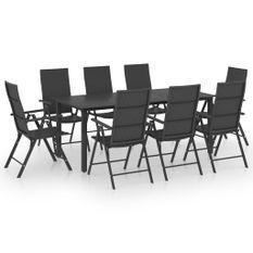 Ensemble de salle à manger de jardin 9 pcs Noir 23