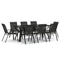 Ensemble de salle à manger de jardin 9 pcs Noir 15