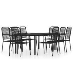 Ensemble de salle à manger de jardin 9 pcs Noir 18