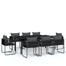 Ensemble de salle à manger de jardin 9 pcs Noir 22