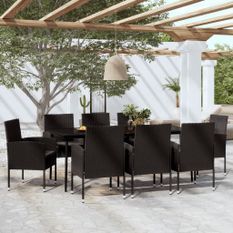 Ensemble de salle à manger de jardin 9 pcs Noir 21