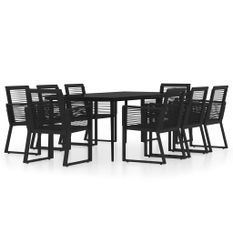 Ensemble de salle à manger de jardin 9 pcs Noir