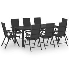 Ensemble de salle à manger de jardin 9 pcs Noir 14