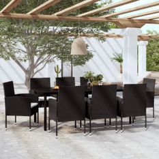 Ensemble de salle à manger de jardin 9 pcs Noir