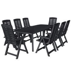 Ensemble de salle à manger de jardin 9 pcs Plastique Anthracite