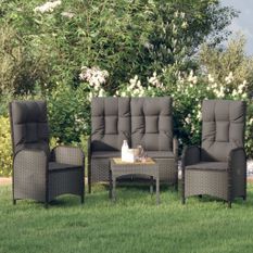 Ensemble de salle à manger de jardin avec coussins 3 pcs Noir