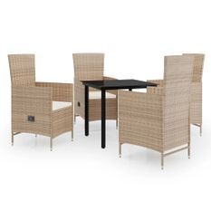 Ensemble de salle à manger de jardin avec coussins 5 pcs Beige 2