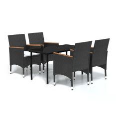 Ensemble de salle à manger de jardin avec coussins 5 pcs Noir 9