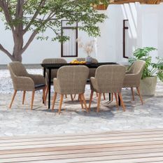Ensemble de salle à manger de jardin avec coussins 7 pcs Marron 8