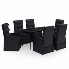 Ensemble de salle à manger de jardin avec coussins 7 pcs Noir 13