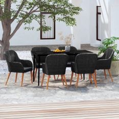 Ensemble de salle à manger de jardin avec coussins 7 pcs Noir 14
