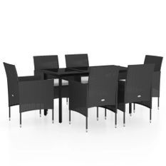 Ensemble de salle à manger de jardin avec coussins 7 pcs Noir 10