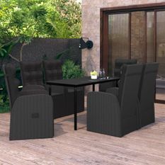 Ensemble de salle à manger de jardin avec coussins 7 pcs Noir 18