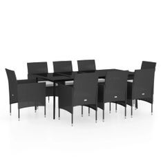Ensemble de salle à manger de jardin avec coussins 9 pcs Noir 5