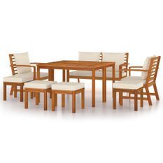 Ensemble de salle à manger de jardin coussins 9 pcs Bois acacia