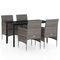 Ensemble de salle à manger de jardin et coussins 5pcs Gris/noir 2