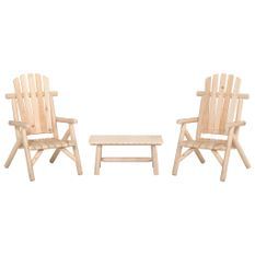 Ensemble de salon de jardin 3 pcs bois massif d'épicéa