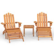 Ensemble de salon de jardin Adirondack 3 pcs bois acacia solide