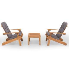 Ensemble de salon de jardin Adirondack 3 pcs bois acacia solide