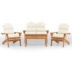 Ensemble de salon de jardin Adirondack 4 pcs bois acacia solide