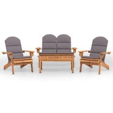Ensemble de salon de jardin Adirondack 4 pcs bois acacia solide