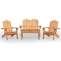 Ensemble de salon de jardin Adirondack 4 pcs bois acacia solide