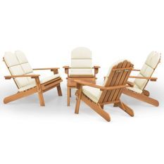 Ensemble de salon de jardin Adirondack 5 pcs bois acacia solide