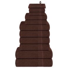 Ensemble de serviettes 12 pcs marron 360 g/m² 100% coton