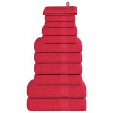 Ensemble de serviettes 12 pcs rouge 360 g/m² 100% coton