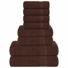 Ensemble de serviettes 8 pcs marron 360 g/m² 100% coton