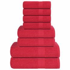 Ensemble de serviettes 8 pcs rouge 360 g/m² 100% coton