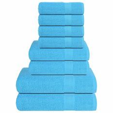 Ensemble de serviettes 8 pcs turquoise 360 g/m² 100% coton