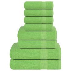 Ensemble de serviettes 8 pcs vert 360 g/m² 100% coton