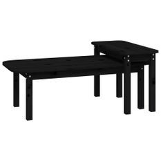 Ensemble de tables basses 2 pcs Noir Bois massif de pin