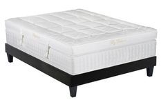 Ensemble hôtelier matelas ferme 33 cm à mémoire de forme et sommier 30 cm en bois Empereur