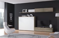 Ensemble lit escamotable 80x190 cm et meubles de salon Bima